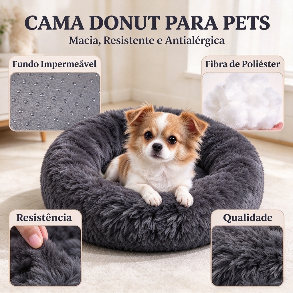 Cama Pet Redonda Nuvem de Pelúcia Ultra Macia 50cm Várias Cores Para Cachorro e Gato até 12kg Conforto Descanso Profundo