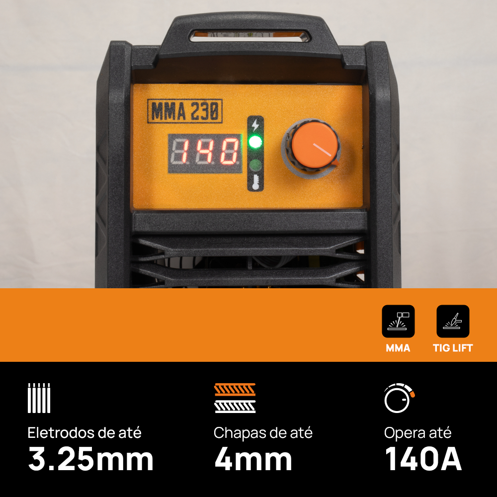 Máquina de Solda Inversora 140A 2 em 1 MMA TIG Lift 220V Eletrodo Revestido - Pró Euro — imagem 2 de 2