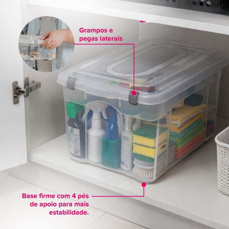 Caixa Organizadora Plástica Transparente 56,1L Sanremo — imagem 2 de 2