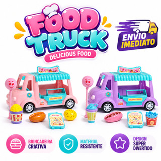 Carrinho Sorveteria Infantil com Acessórios – Food Truck de Brinquedo com Comidinhas +3 Anos