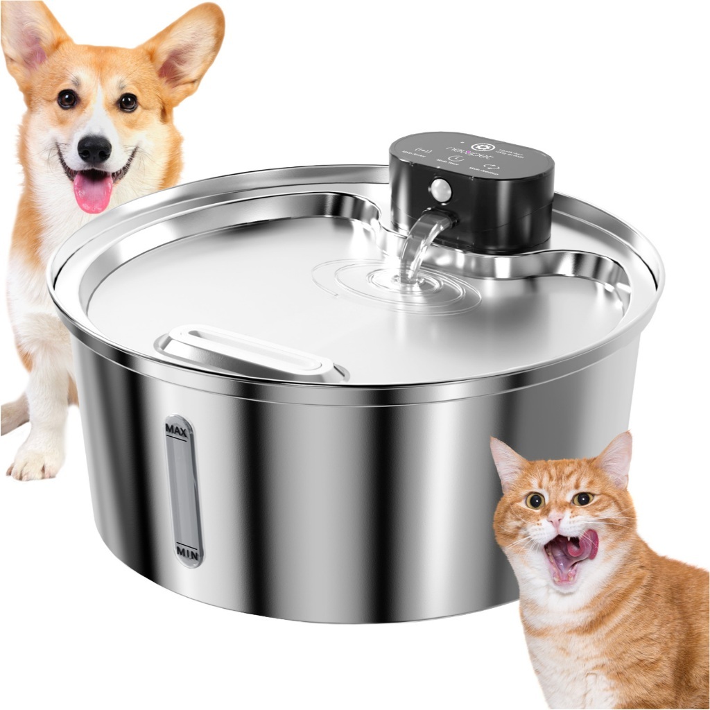 Newpet 3.2L Fonte de água para animais de estimação em aço inoxidável com sensor inteligente, adequada para cães e gatos
