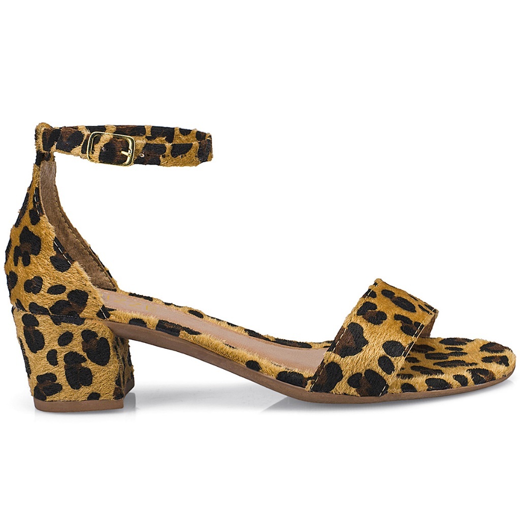 Sandália Saltinho Feminina Onça Saltinho Baixo Quadrado Lóris Shoes Confortavel 203-500 · foto 2