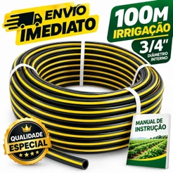 Mangueira de Irrigação 3/4" Reforçada Polietileno Preto Rolo com 100 Metros