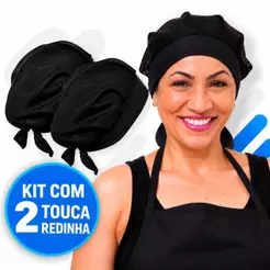 Kit Com 2 Touca Telinha Lavável Cozinheira Restaurante Padaria Lanchonete Pizzaria