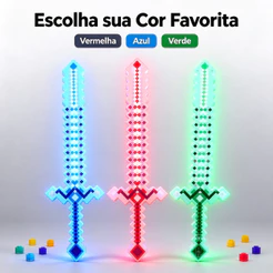 Espada Brilhante do Minecraft com Luz e Som Brinquedo Infantil