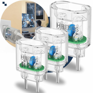 Kit 03 Protetor de Surto Dps Hrebos 2 Pinos 10A Bivolt Transparente Anti Raio Surtos Elétricos