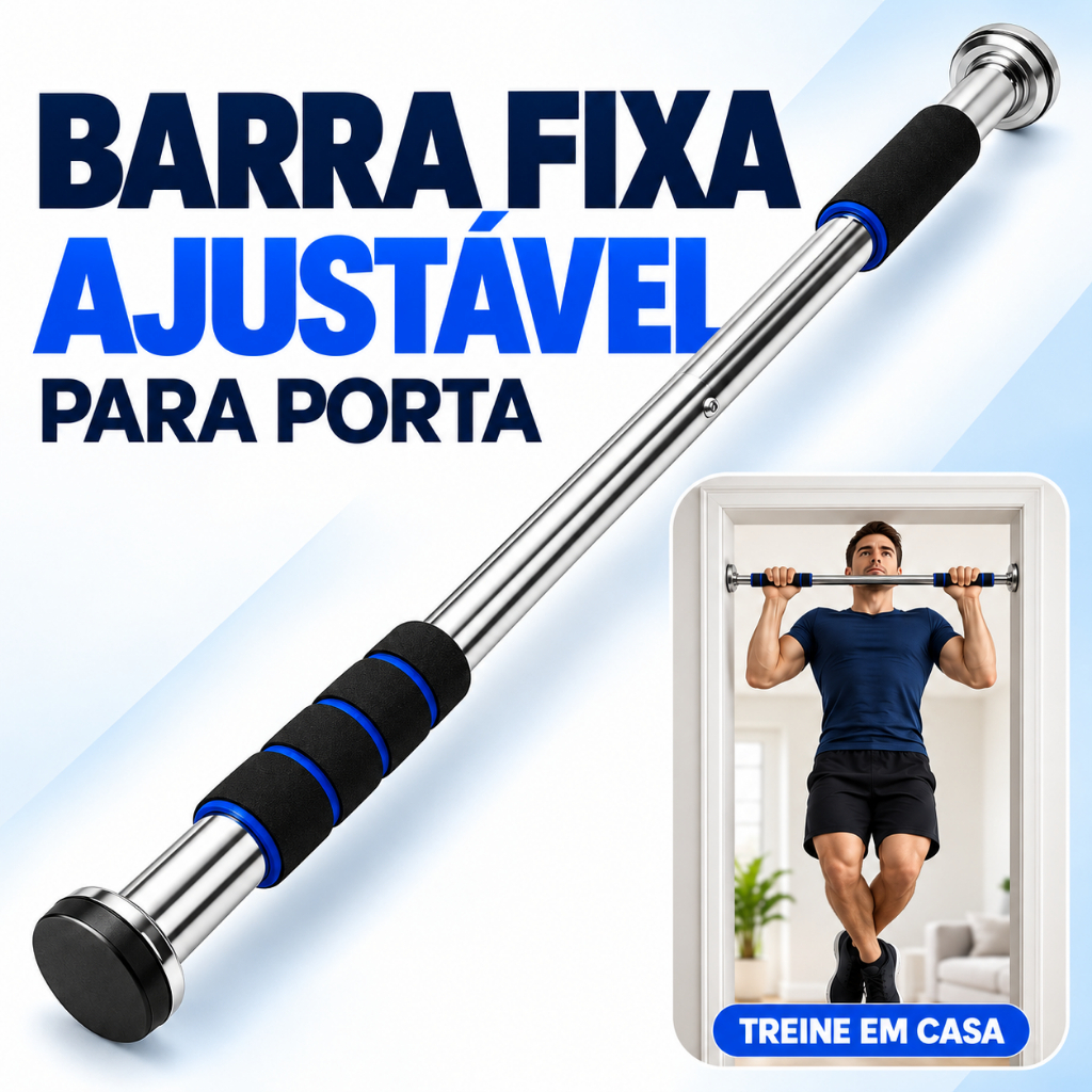 Barra Fixa de Porta Ajustável para Exercícios e Calistenia 64 a 100 cm ou 83 a 130 cm