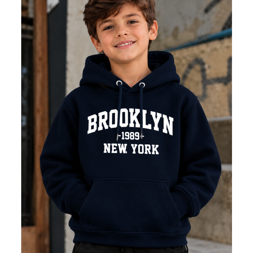 Moletom Infantil Masculino 100% Algodão Premium Reforçado Estampado Brooklyn New York  Feminino