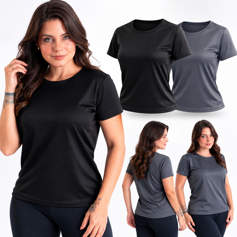 Camiseta Feminina Dry Fit Academia Fitness Esportiva Treino Corrida Caminhada Leve Respirável Confortável