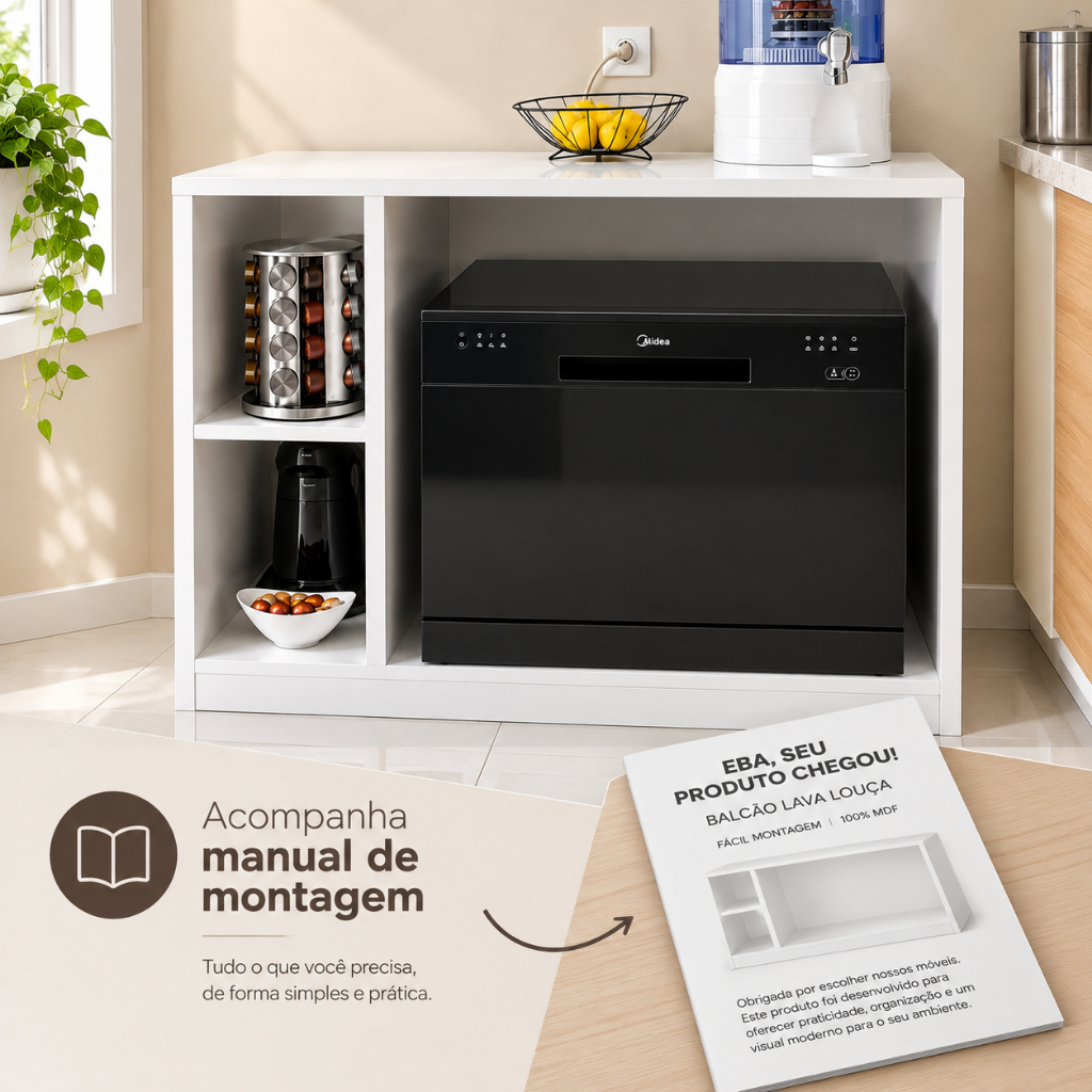 Armário de Cozinha - Balcão Planejado para embutir Lava-Louça – BANCADA  100% MDF Reforçado