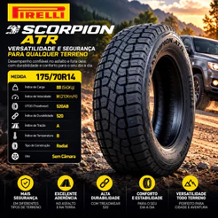 Pneu Pirelli Scorpion ATR 175/70R14 88H Aro 14 Strada Palio Weekend Fiorino Montana Gol Voyage HB20
