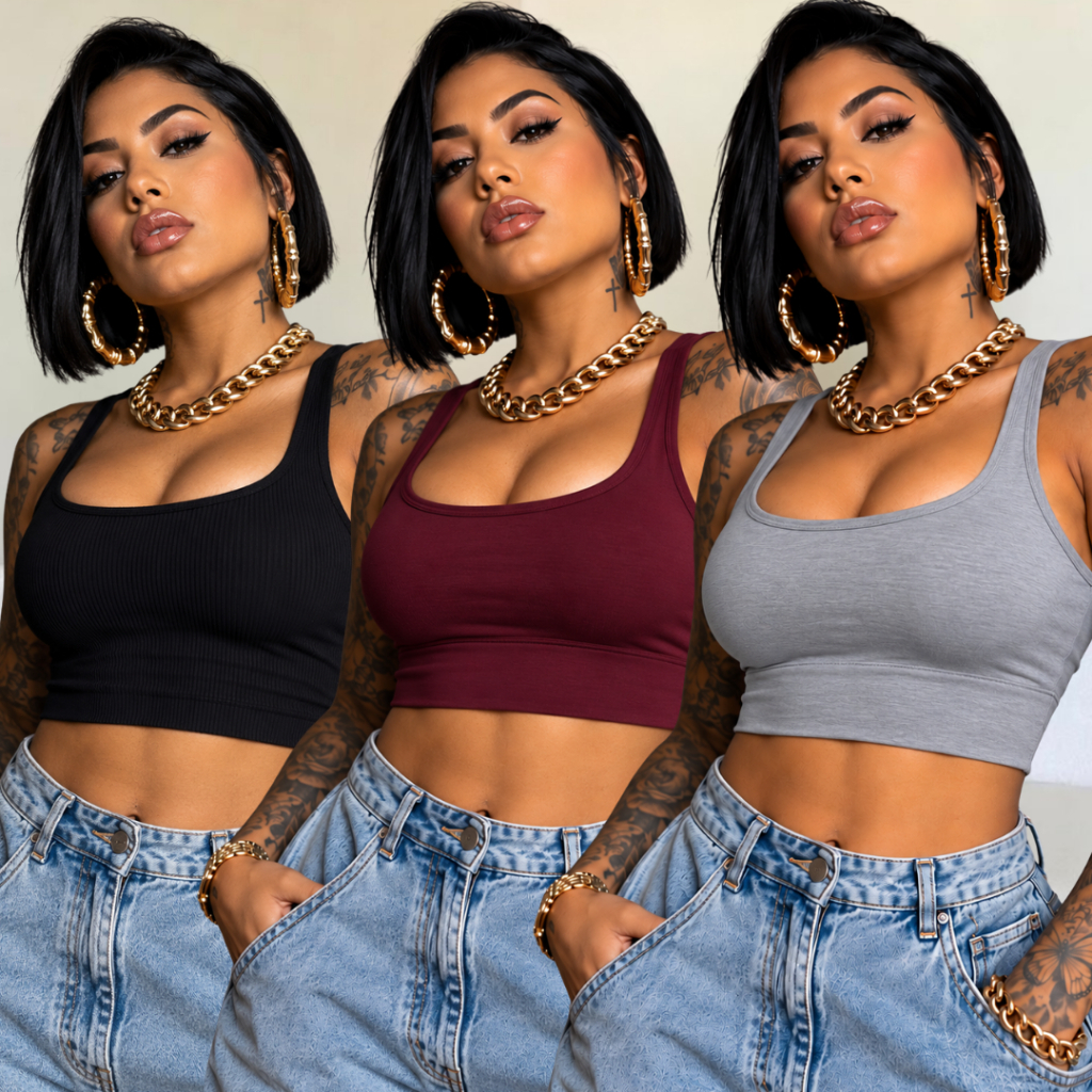 Blusinhas Top Cropped Regata Academia Feminina Básica Fitness Suplex Premium Alça Reforçada  Forro Duplo