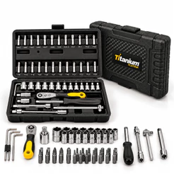Kit 48 Peças Jogo de Ferramentas 1/4 com Maleta Titanium Platina