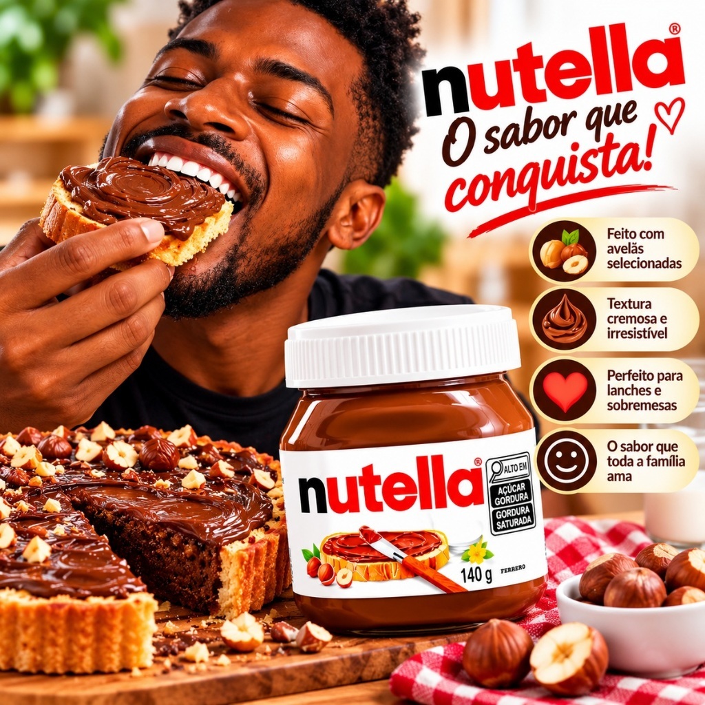 Nutella Creme de Avelã 140g Original Sabor Marcante Para Recheios Sobremesas Café e Lanches Especial
