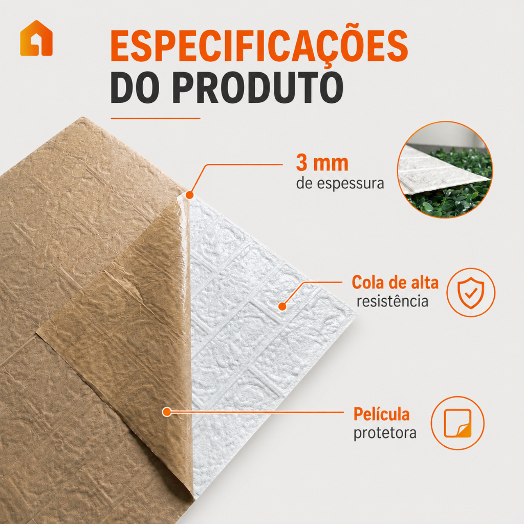 Kit 16 Placas 3D Tijolo Branco Adesivo Autocolante Decoração Quarto Sala Banheiro à Prova D'água · foto 2