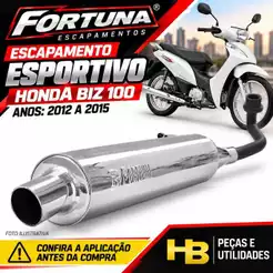 Escapamento Honda Biz 100 2012-2013-2014-2015 Esportivo Fortuna