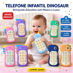 Telefone Infantil Musical Brinquedo Celular Mordedor Educativo Com Luz