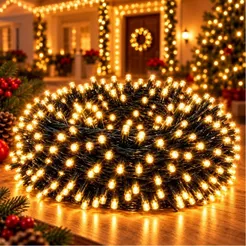 Pisca Pisca Strobo 40m 1500 LEDs 300 Flash Branco Quente Bivolt Cordão Fio Verde IP44 Natal Decoração