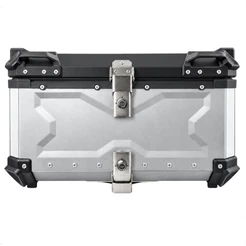 Bau Moto Prata Traseiro 65 Litros Universal ACM Aluminio Antiroubo Universal + Suporte + Encosto