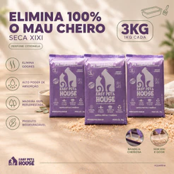 Pó Higiênico 1kg Citronela Seca Xixi Eliminador de Odores Cão e Gato EasyPet Limpeza Fácil Ação Bactericida 1,2,3 Ou 4Un