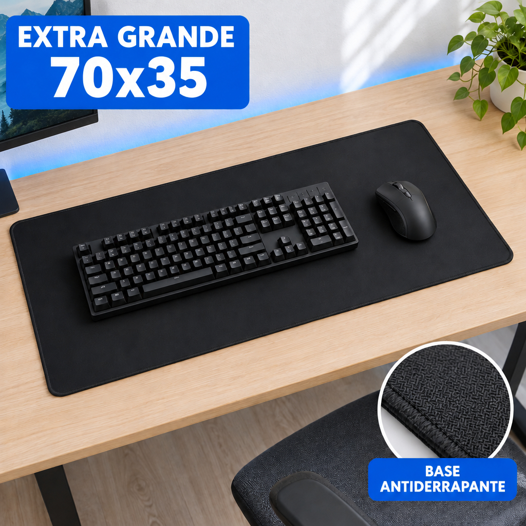 Mouse Pad Mesa Escritório Extra Grande 70x35cm Desk Pad Mesa Escritório Base Antiderrapante Costura Reforçada Speed