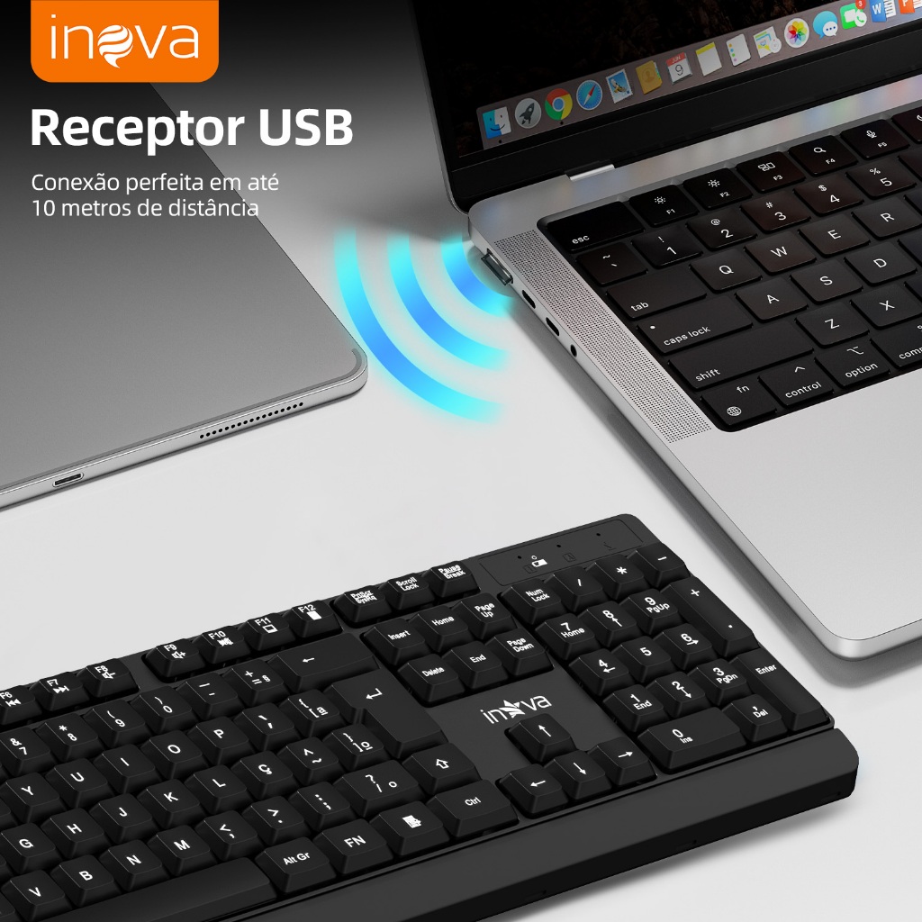 Inova Teclado e Mouse Sem Fio ABNT2 — foto 2
