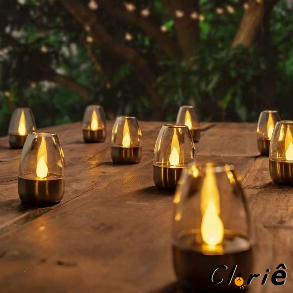 Luminária Vela Decorativa Solar  Ideal para Jardim Mesa e Eventos