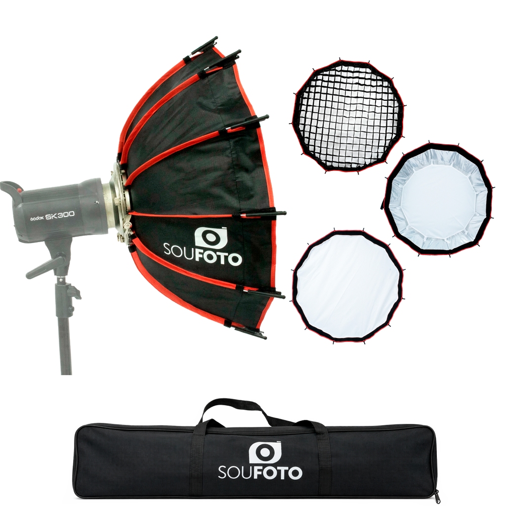 Softbox Parabólico Beauty Dish Bowens 65cm 90cm 120cm com Grid Iluminação Profissional Estúdio Foto