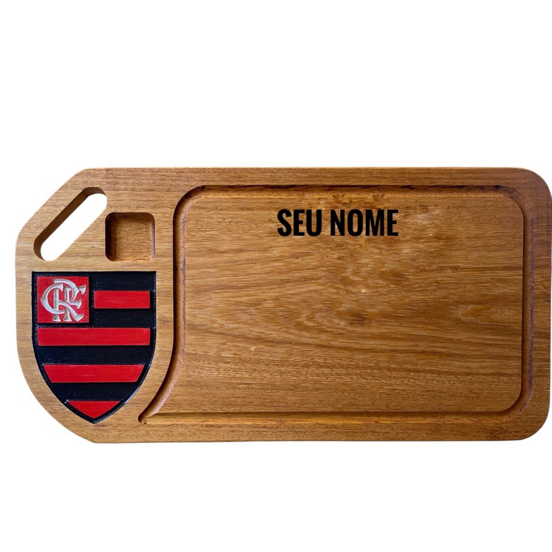 Tábua de Churrasco do Flamengo 30x60 Esculpida em Madeira Nobre – Modelo Premium0