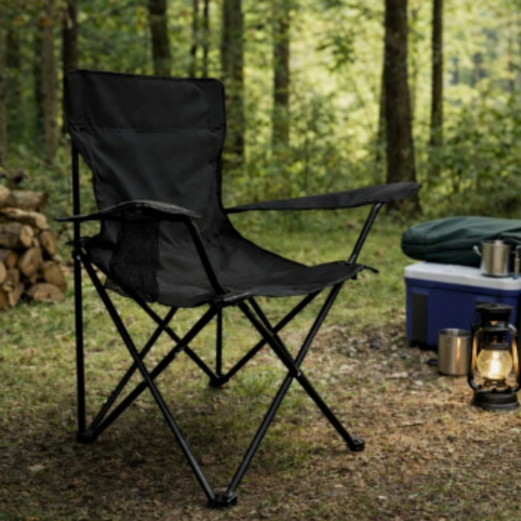 Cadeira Dobrável Portátil com Porta Copo Camping Pescaria Praia 120kg Premium