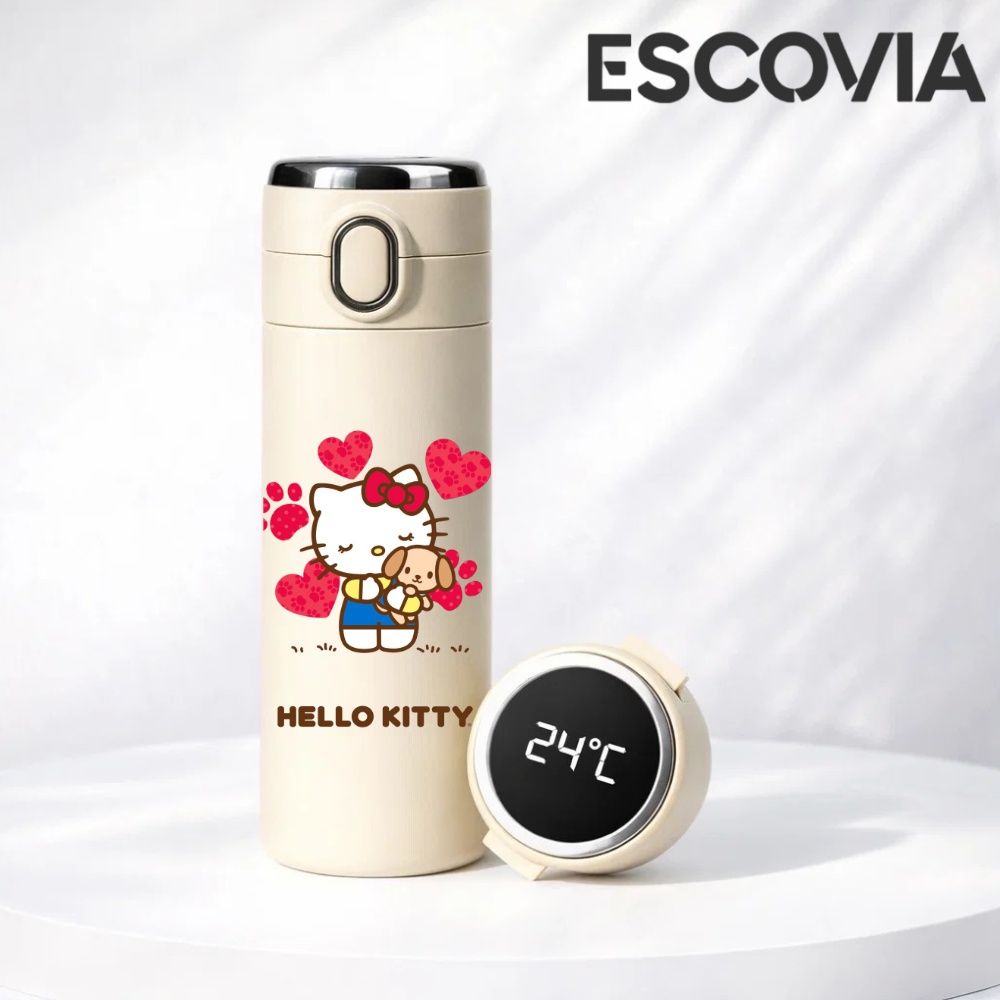 Garrafa Térmica Aço Inoxidavel Sanrio Hellow Kitty com Chachorrinho com Termômetro Digital 420ml em Oferta na Shopee