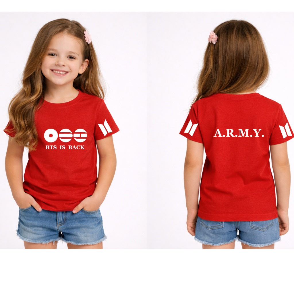 Camiseta Infantil BTS Algodão 100% | K-Pop | Lisa | Confortável | Novo Álbum Turnê World Brasil  Tam. 02 ao 16