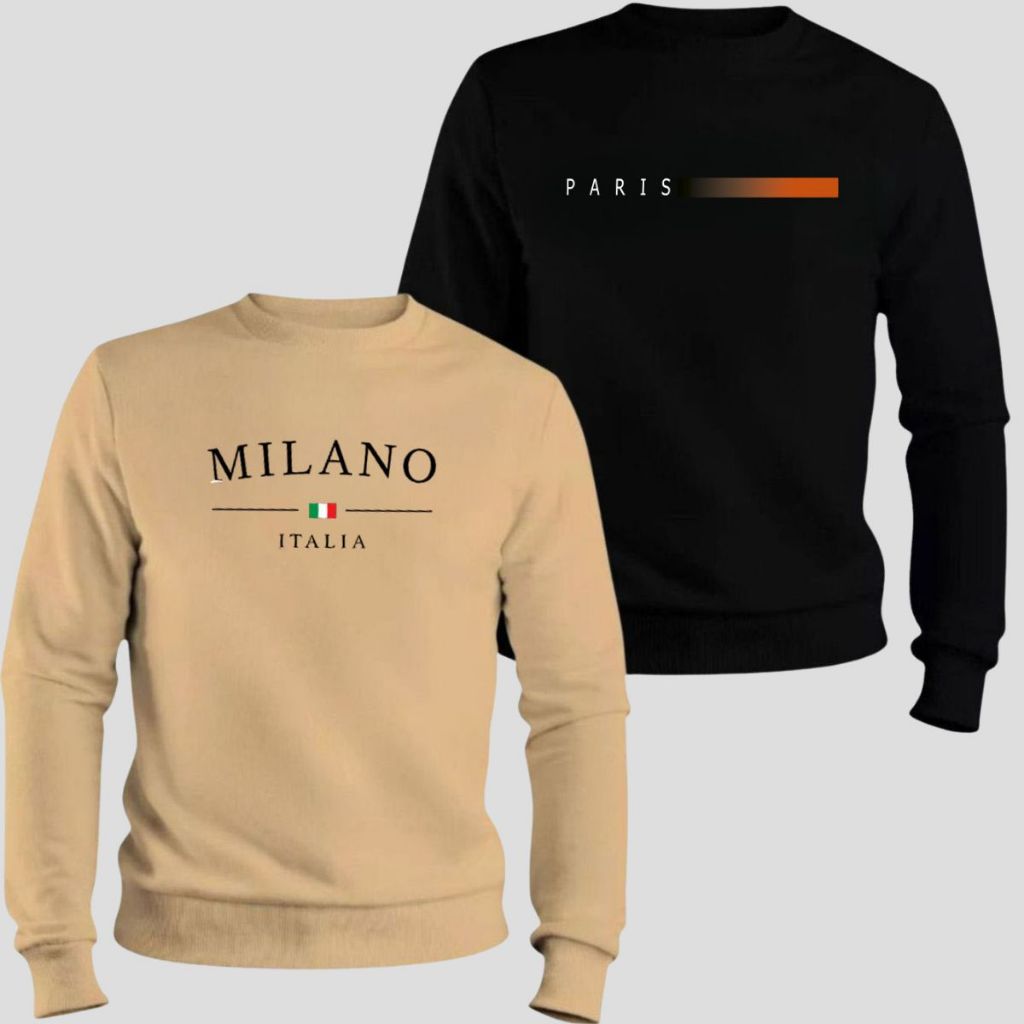 Kit 2 Moletom Masculino Algodão Milano Casaco Paris Flanelado Confortável Oferta Envio Imediato em Oferta na Shopee