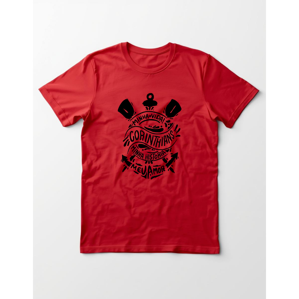 Camiseta Masculina Algodão 30.1 Corinthians Estampada Timão Minha Vida Minha Historia Qualidade Premium
