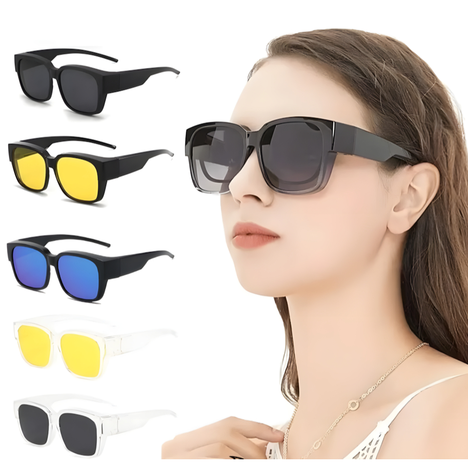 Óculos Sobrepor para Óculos de Grau Solar Anti Reflexo Proteção UV Direção Dia e Noite Encaixe Universal 15,6cm M17