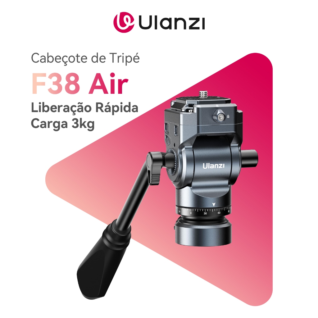 ULANZI F38-Air Cabeça De Vídeo Fluido Panorâmica 360° Liberação Rápida F38 1/4" Carga 3kg Vlog