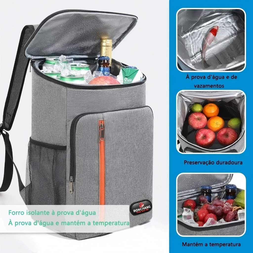 Mochila Térmica Impermeável Grande Capacidade Cooler Portátil Piquenique Quente Frio 23L em Oferta na Shopee