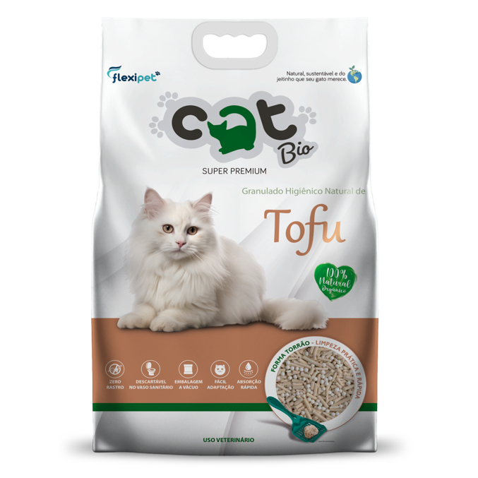 Areia Higienica Biodegradável para Gatos - Catbio Tofu - 2kg - Sem Poeira Boa Absorcao Forma torrão Vegetal
