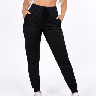 Calça moletom feminina Jogger Grossa Cós Alto