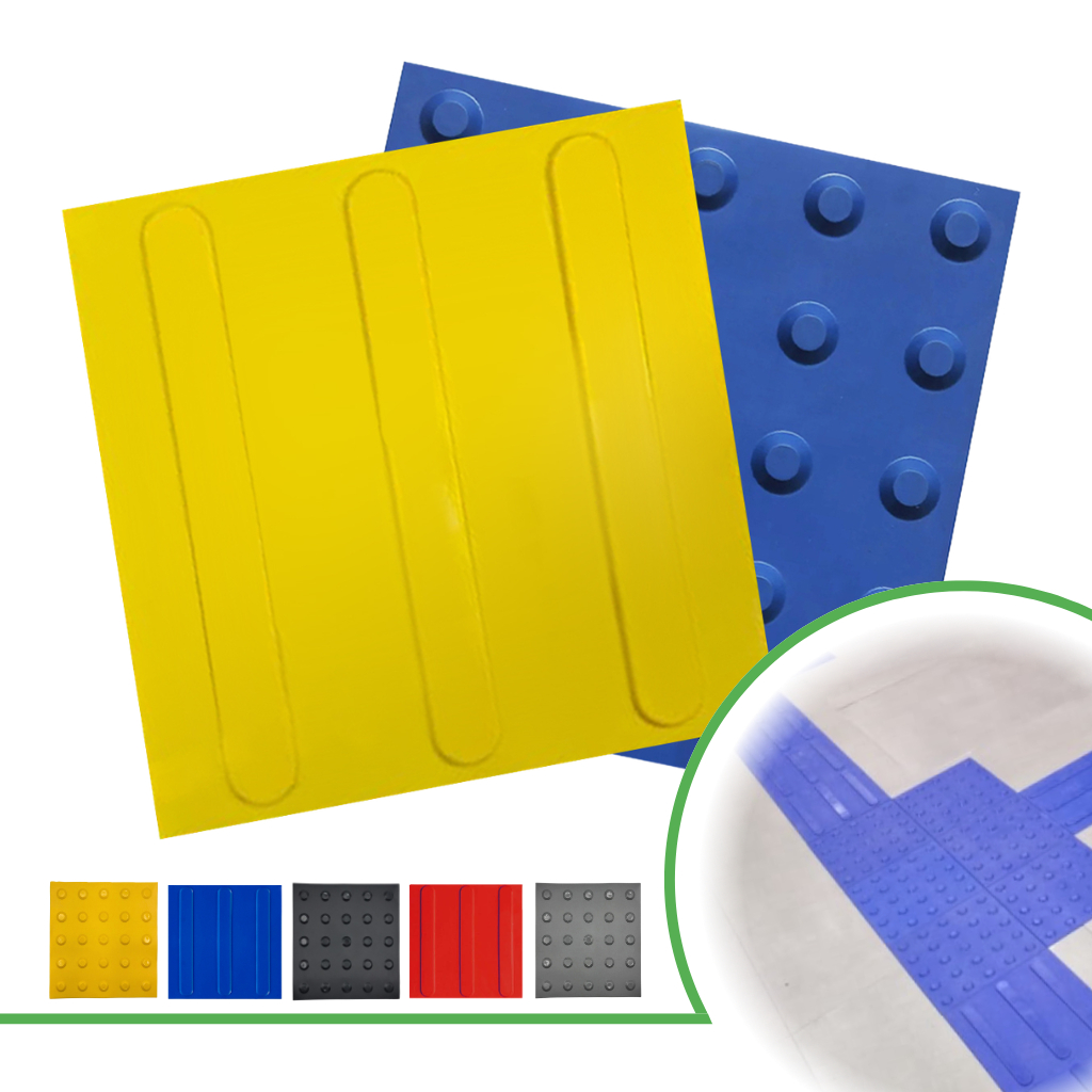 Kit 50pçs Piso Tátil PVC 25x25cm - Alerta E Direcional Direct Borrachas