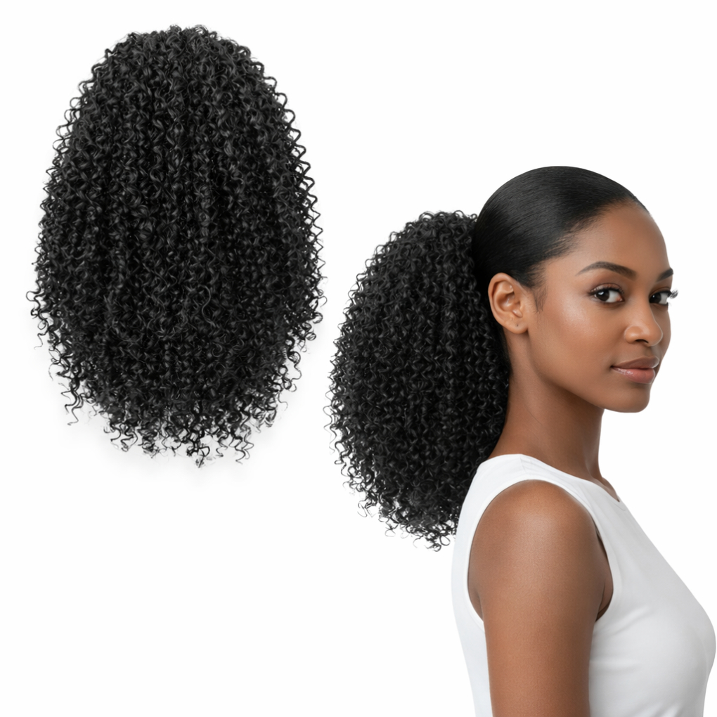 Aplique Coque Afro Puff Janaína Fibra Premium Penteado Aspecto Natural