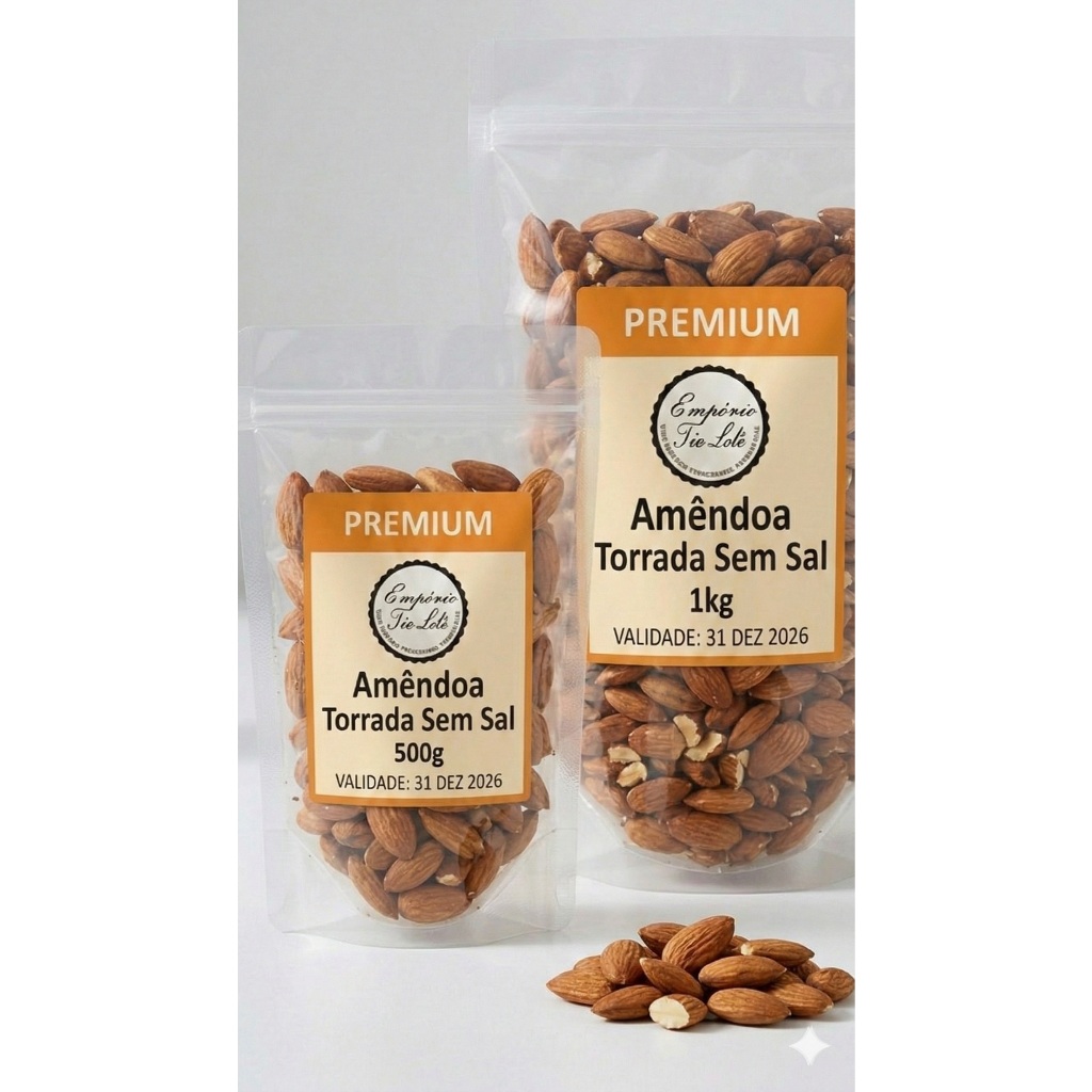 Amêndoa Torrada sem Sal 500g e 1Kg - Premium em Oferta na Shopee