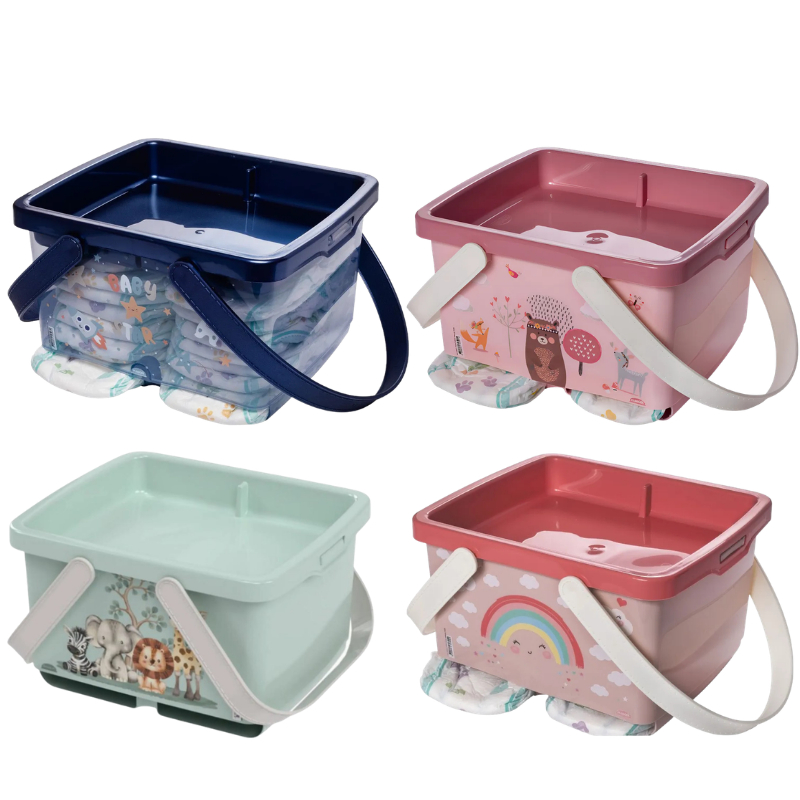 Caixa Organizadora de Fraldas Plasútil – Porta Fraldas Bebê com Alça, BPA Free, Organizador Infantil