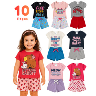 KIT 10 Peças Roupa Infantil Menina Conjunto Verão Sortidos de Verão Algodão em Oferta na Shopee
