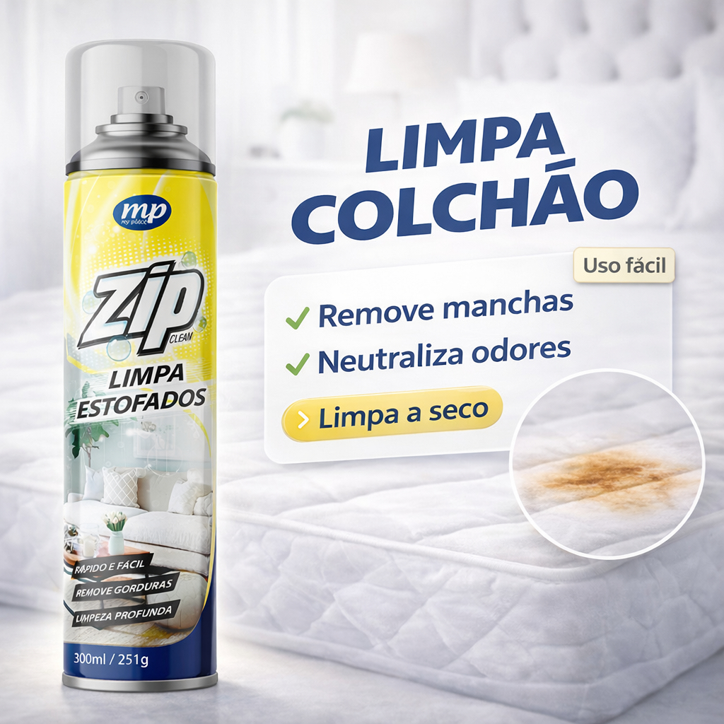 Limpa Estofado Colchão Sofá Spray Zip Clean Espuma Seca Remove Manchas Odor Fácil Uso em Oferta na Shopee