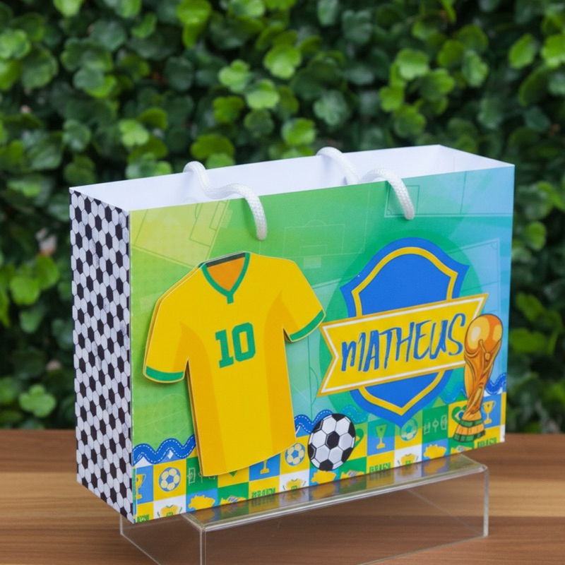 Sacolinha Personalizada Futebol Brasil | decoração Aniversário |Lembrancinha surpresa Festa