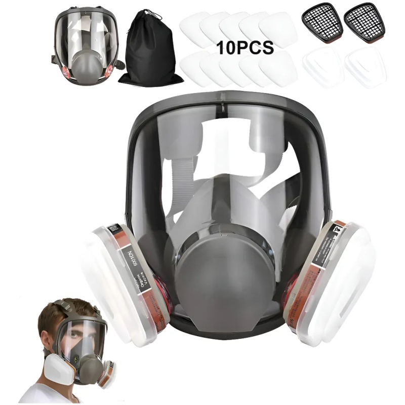 Respirador Facial Profissional Industrial com Filtro Duplo de Alta Vedação para Vapores Orgânicos, Gases e Pintura Autom em Oferta na Shopee