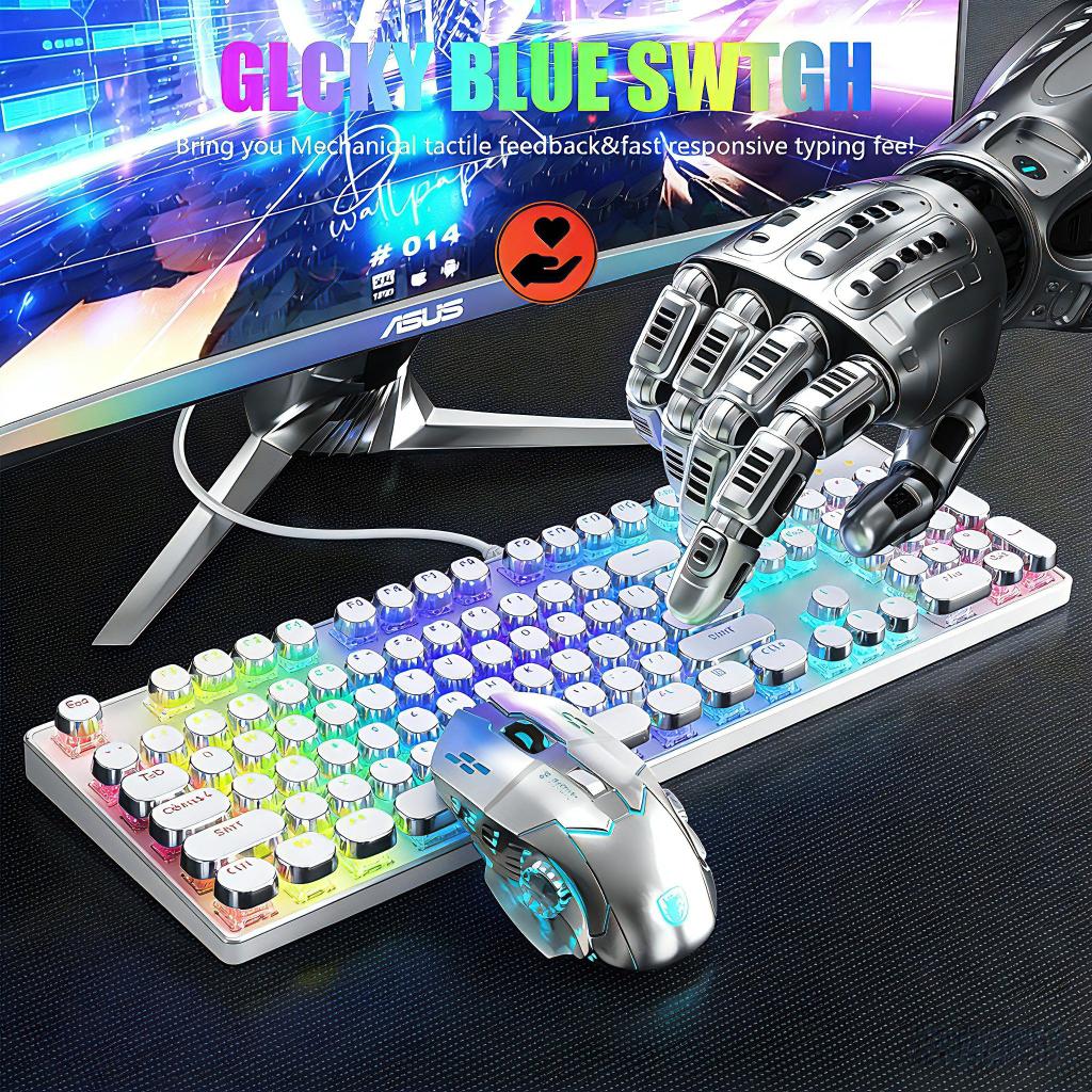 Kit Teclado Mecânico 100% Punk Esports + Mouse Gamer - Item Obrigatório para Jogadores H7