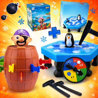 Kit brinquedos Pula Pirata + Quebra Gelo Pinguim Pais e Filhos Jogos Diversos Interativo Educacional