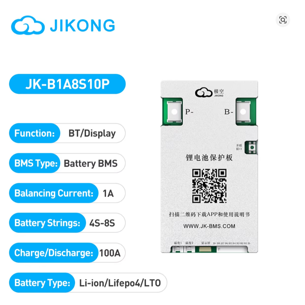 Smart Jk Bms 3-8s 100a Ajustável Ntc Balanceamento Ativo Lifepo4 Li-on Lto Android Ios
